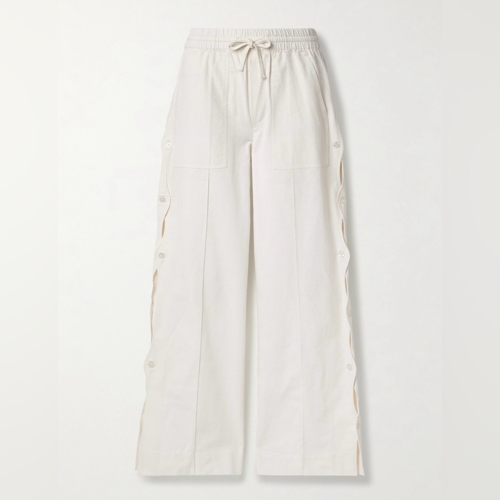 SEA NY Shai Cotton and Linen Blend Wide Leg Pants with cutout details & buttons